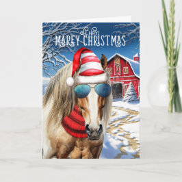Tarjeta Festiva Navidades MAREy de Blonde Draft Horse Funny