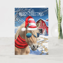 Tarjeta Festiva Navidades MAREy en miniatura del caballo de Palomi