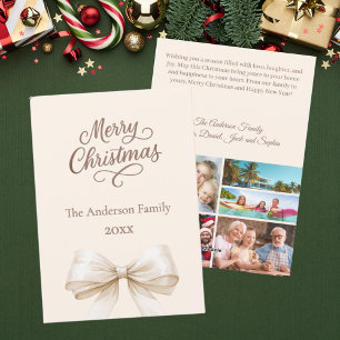 Tarjeta Festiva Navidades marrones de mocha para revisión de año d