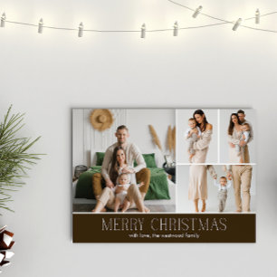 Tarjeta Festiva Navidades MARRONES Elegante 4 Collage Mensaje de f