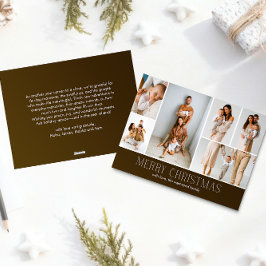 Tarjeta Festiva Navidades MARRONES Elegante Mensaje de foto de 6 g