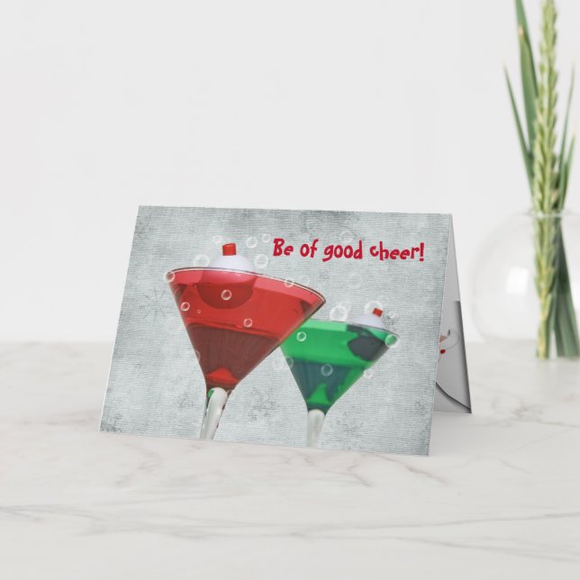 Tarjeta Festiva Navidades Martinis con Bobbers (Anverso)