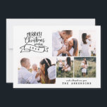 Tarjeta Festiva navidades más alegres foto de escritura moderna<br><div class="desc">difunde la alegría festiva con este divertido diseño. con textos de escritura modernos y audaces y collage de fotos editables para hacerlo extra especial. disponible con una variedad de respaldos de colores que incluyen,  negro,  rojo,  verde,  azul y más para adaptarse a tu tema.</div>