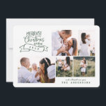 Tarjeta Festiva navidades más alegres foto de escritura moderna<br><div class="desc">difunde la alegría festiva con este divertido diseño. con textos de escritura modernos y audaces y collage de fotos editables para hacerlo extra especial. disponible con una variedad de respaldos de colores que incluyen,  negro,  rojo,  verde,  azul y más para adaptarse a tu tema.</div>