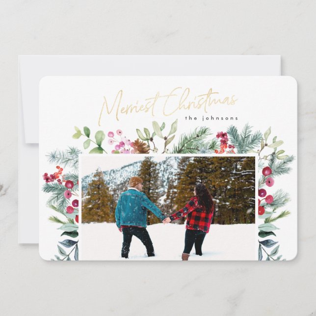 Tarjeta Festiva Navidades más amables Personalizado Relieve metali (Anverso)