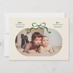 Tarjeta Festiva Navidades más bonitos de la flor verde oprimen la