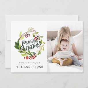 Tarjeta Festiva Navidades más hermosos acuarela foto floral