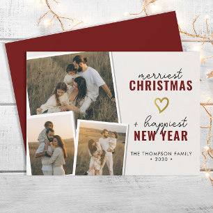Tarjeta Festiva Navidades más valientes Collage de fotos Boho mo