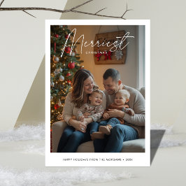 Tarjeta Festiva Navidades más valientes minimalistas foto familiar