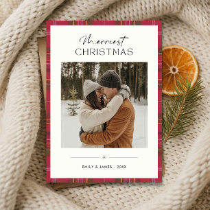 Tarjeta Festiva Navidades más valientes pareja foto marfil