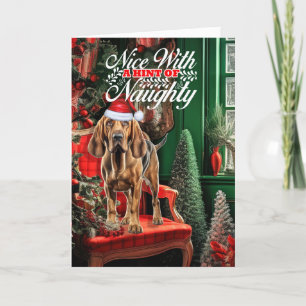 Tarjeta Festiva Navidades masacran a perro travieso o agradable