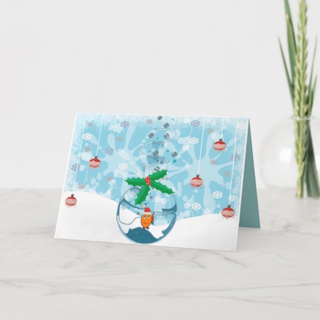 Tarjeta Festiva Navidades Mascota Fish Splat (Anverso)