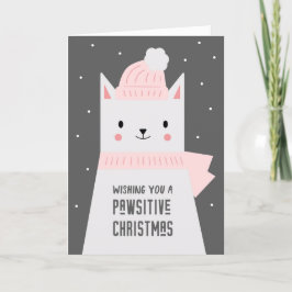 Tarjeta Festiva Navidades Mascota Pun, gato lindo