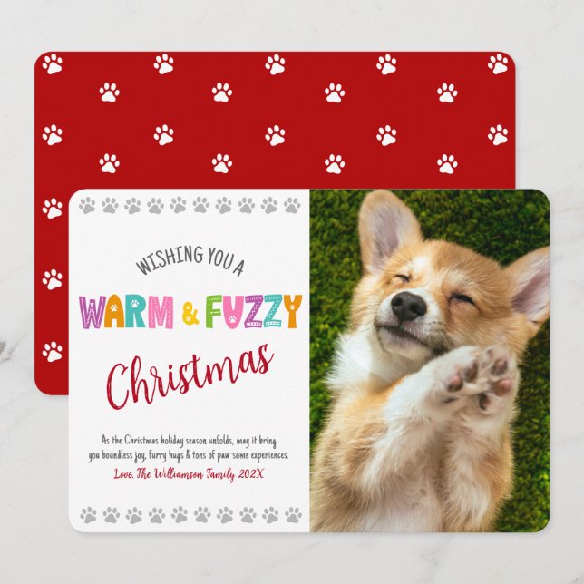 Tarjeta Festiva Navidades Mascotas cálidos y difamados fotografía  (Anverso / Reverso)
