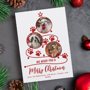 Tarjeta Festiva Navidades mascotas Fotos del perro Rojo