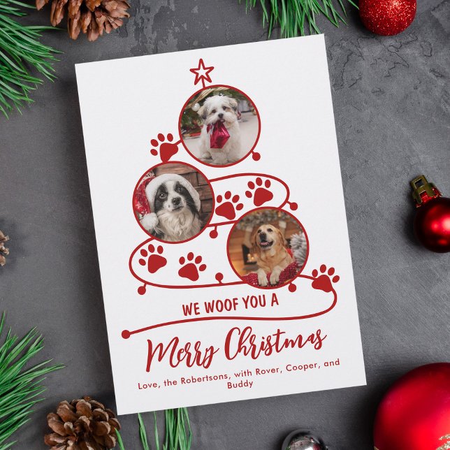 Tarjeta Festiva Navidades mascotas Fotos del perro Rojo (Subido por el creador)
