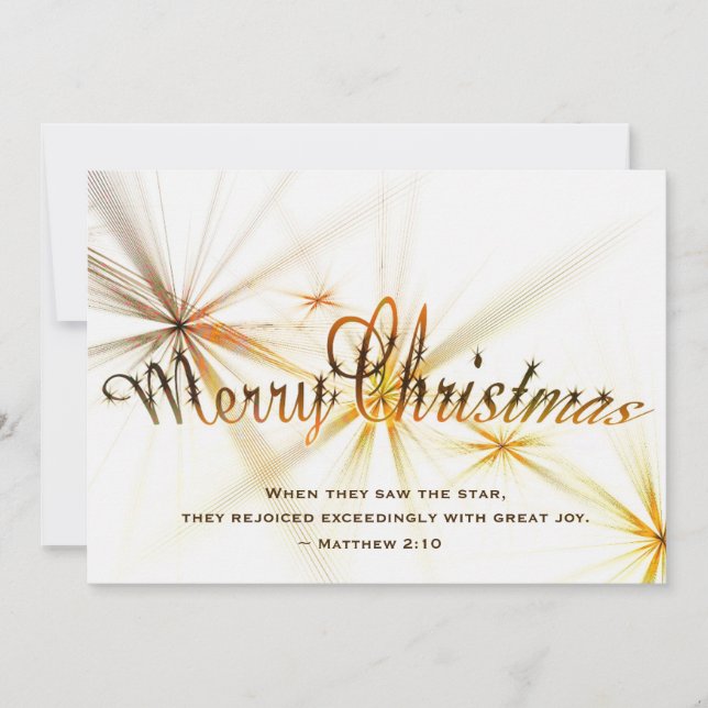 Tarjeta Festiva Navidades Matthew 2:10 Plano de diseño de estrella (Anverso)