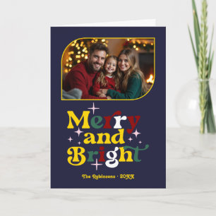Tarjeta Festiva Navidades Medianoche de Sky Merry y Bright Retro