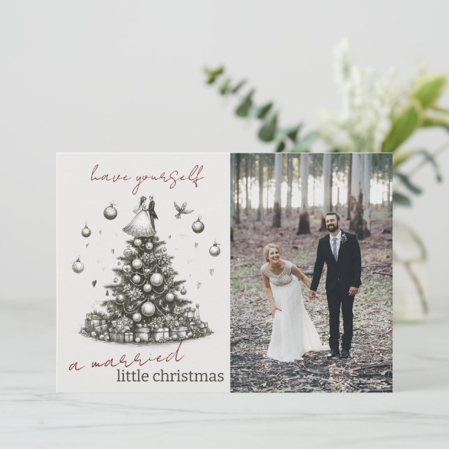 Tarjeta Festiva Navidades menores casados (Anverso de pie)