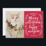 Tarjeta Festiva Navidades Meowy<br><div class="desc">¡Desee a sus amigos y familiares un navidad deslumbrante con una tarjeta fotográfica personalizada de vacaciones con el nombre y la foto de su gato!</div>