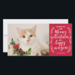 Tarjeta Festiva Navidades Meowy<br><div class="desc">¡Desee a sus amigos y familiares un navidad deslumbrante con una tarjeta fotográfica personalizada de vacaciones con el nombre y la foto de su gato!</div>