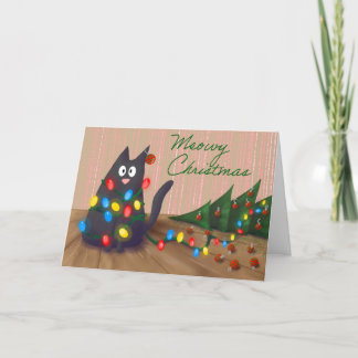 Tarjeta Festiva Navidades Meowy
