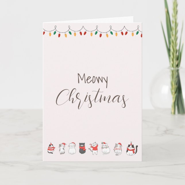 Tarjeta Festiva Navidades Meowy (Anverso)