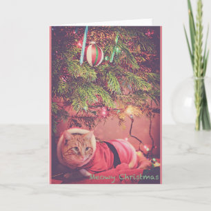 Tarjeta Festiva Navidades Meowy