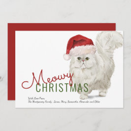 Tarjeta Festiva Navidades Meowy adornan acuarela de gato persa bla
