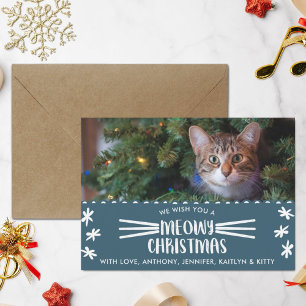 Tarjeta Festiva Navidades Meowy   Foto de festividad de gato
