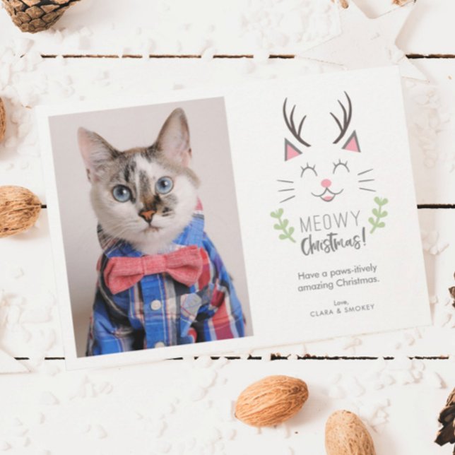 Tarjeta Festiva Navidades Meowy | Foto de gato (Subido por el creador)