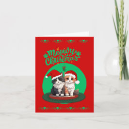 Tarjeta Festiva Navidades Meowy gatos con navidades de Santa Sombr