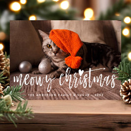 Tarjeta Festiva Navidades Meowy pinchan con la foto moderna de un