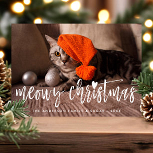 Tarjeta Festiva Navidades Meowy pinchan con la foto moderna de un 