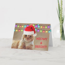 Tarjeta Festiva Navidades Meowy y Bright Cat
