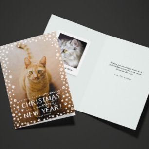 Tarjeta Festiva Navidades Meowy y vacaciones perfectas para el gat