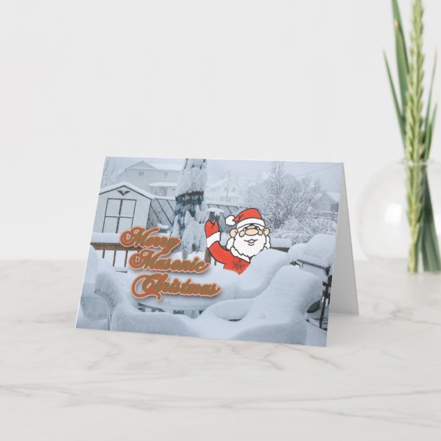 Tarjeta Festiva Navidades Merry Masonic (Anverso)