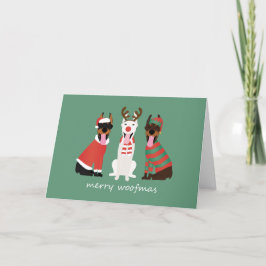 Tarjeta Festiva Navidades Merry Woofmas Dobermann Perros