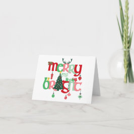 Tarjeta Festiva Navidades merry y brillantes