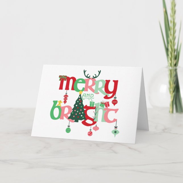 Tarjeta Festiva Navidades merry y brillantes (Anverso)