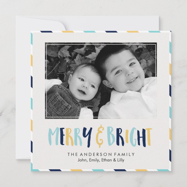 Tarjeta Festiva Navidades merry y brillantes (Anverso)