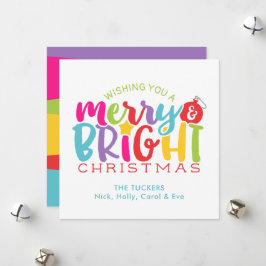 Tarjeta Festiva Navidades merry y brillantes adormecimiento colori