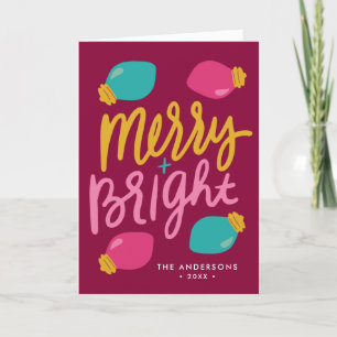 Tarjeta Festiva Navidades merry y brillantes alumbran no foto
