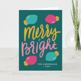 Tarjeta Festiva Navidades merry y brillantes alumbran no foto