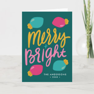 Tarjeta Festiva Navidades merry y brillantes alumbran no foto