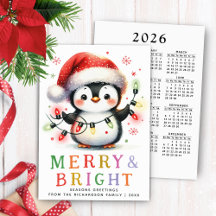 Navidades merry y brillantes del calendario Pengui