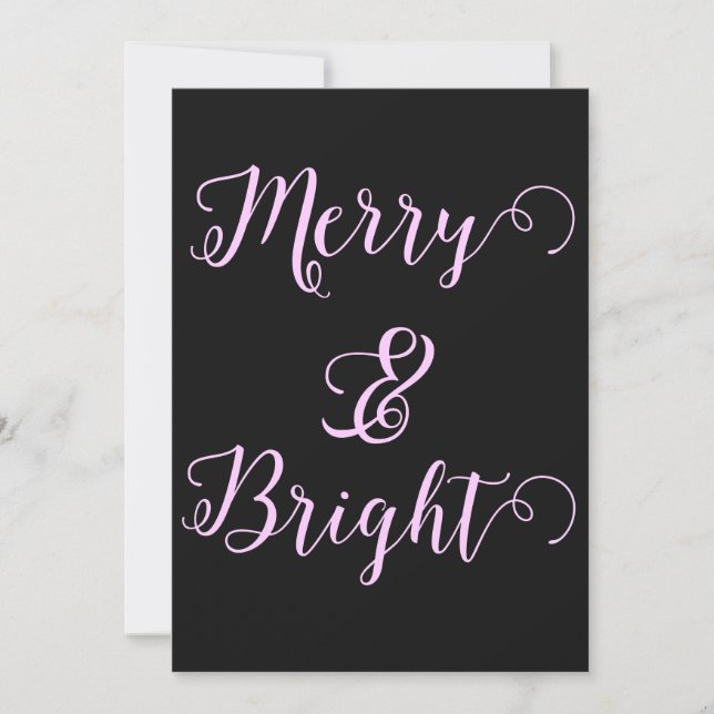 Tarjeta Festiva Navidades merry y brillantes Ebony Black (Anverso)
