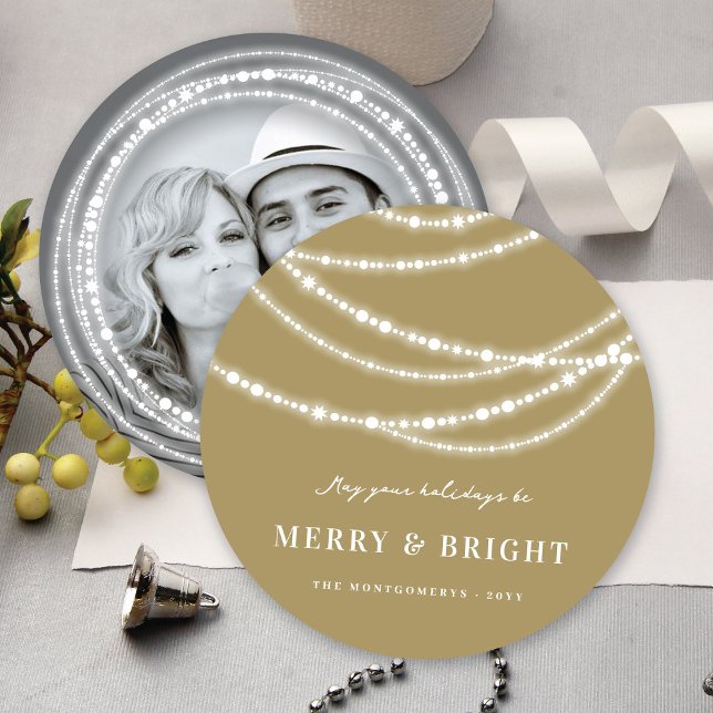 Tarjeta Festiva Navidades merry y brillantes en foto de luces para (Subido por el creador)