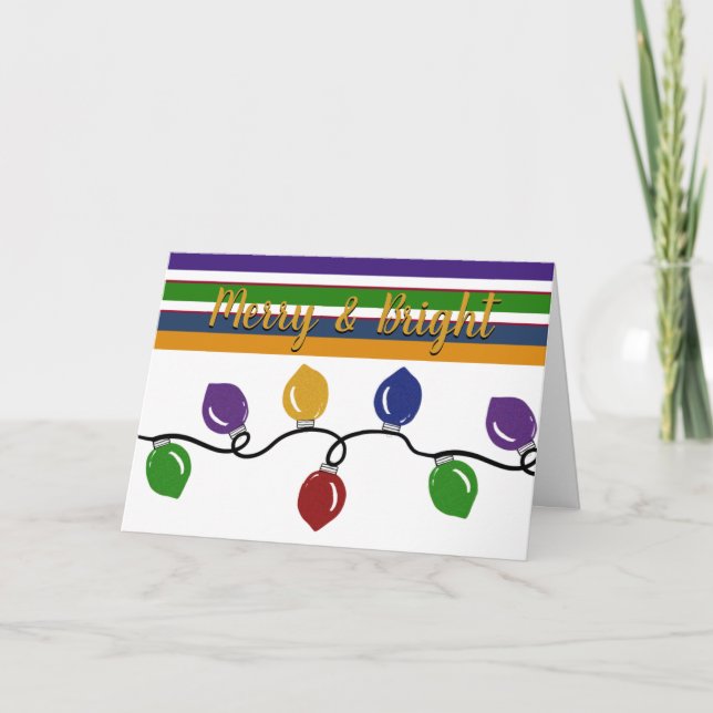 Tarjeta Festiva Navidades merry y brillantes iluminan feriado colo (Anverso)