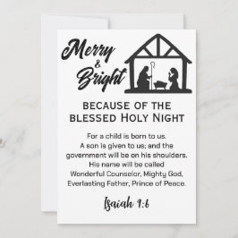 Tarjeta Festiva Navidades merry y brillantes Natividad Guión negro